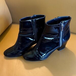 Calvin Klein Shiny Black Ankle Booties
